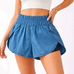 FREE PEOPLE MOVEMENT Blue Running Shorts Women’s Small High Rise Athletic Lined